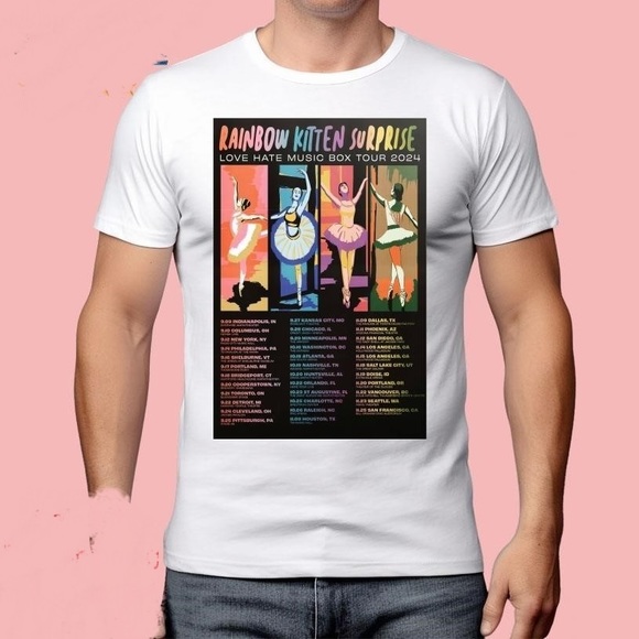 Gildan Other - Poster Love Hate Music Box Tour 2024 Rainbow Kitten Surprise T-shirt